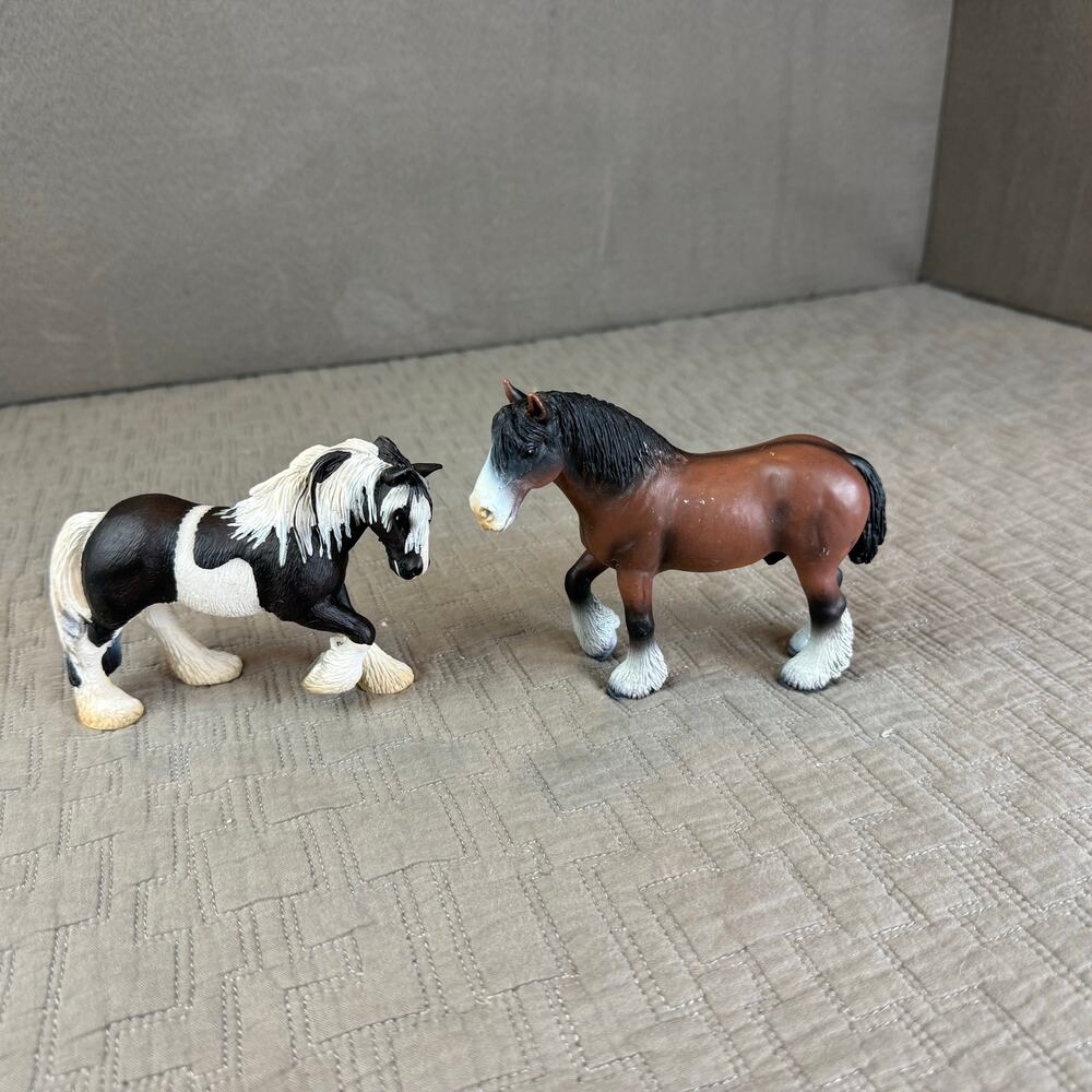 Lot of 2 Schleich Clydesdale Horses Draft Horse Drafthorse Toy Figure